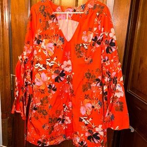 Orange floral a neck Free People dress